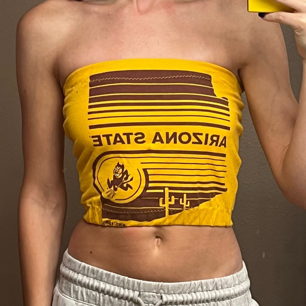 ASU tailgate tube top (one of a kind - thrifted and upcycled)